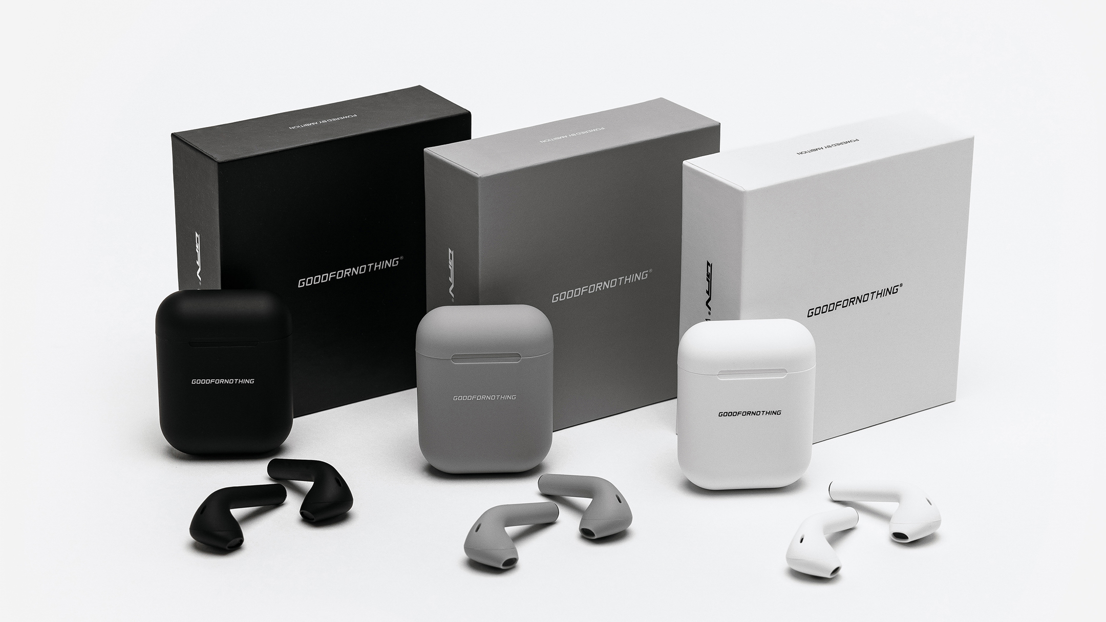 Good for Nothing Clothing Ltd. Branded Wireless Earpods / Packaging Promotion Studio Photography / Branding / Graphic Design / Print / Indesign