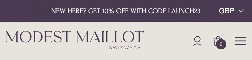 Image of Shopify Store UI Design, Brand: Modest Mailot, e-commerce, in-house work for Digital Media Team / Mobile size / Web Design / Layout / Concept / Responsive Design