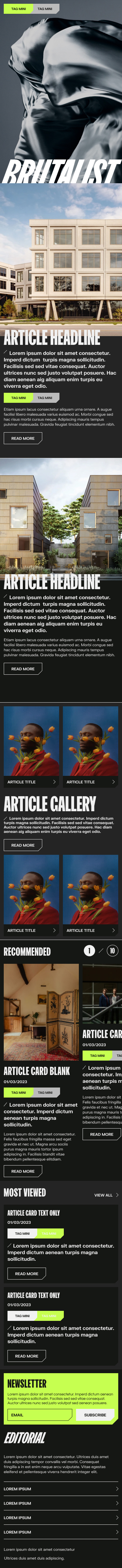 Image of Shopify Store UI Design, Editorial News / Blog, in-house work for Digital Media Team / Mobile size / Web Design / Layout / Concept / Responsive Design