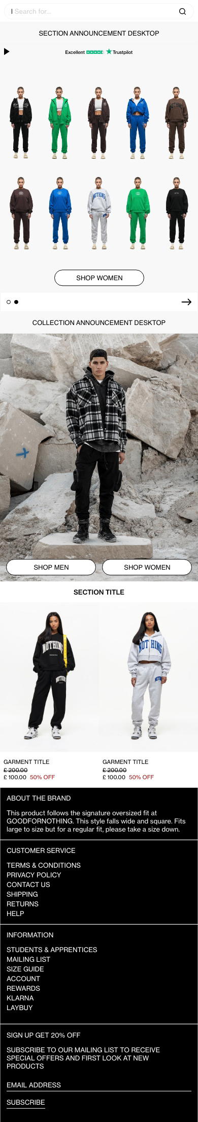 Good for Nothing Clothing Ltd. Shopidy UI Design for Rewards system / Mobile Version / Responsive Design